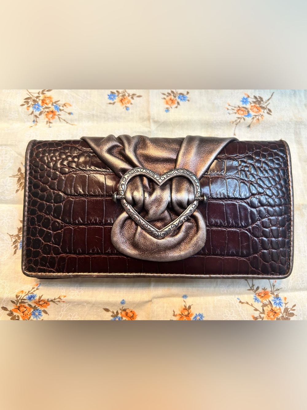 Brighton brown crocodile-embossed leather wallet